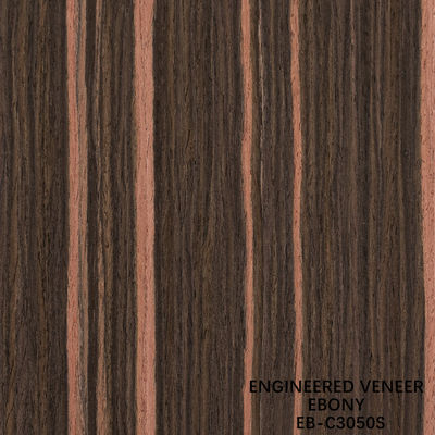 Folheado de Madeira de Ébano Artificial Grão Vertical Cor Vermelha 2200-3100mm Comprimento Para Decoração de Hotel