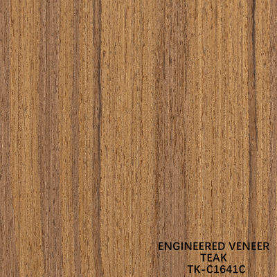Planilha de revestimento de madeira de teca projetada, com painel de luxo, grão de coroa, espessura de 0,55 mm para armário