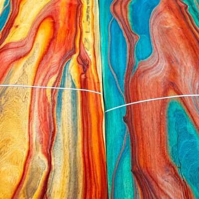 Natural Eco-Friendly Plant Dyed Wood Veneer, Vibrant Multi-Colored Decorative Wood Veneer, Custom Sizes for Furniture, Door and Interior Wall Decoration