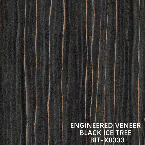 O quarto projetado decoração da árvore do gelo preto de Ebony Wood Veneer X0333 cortou em linha reta o comprimento da grão 2500-3100 milímetros de boa qualidade