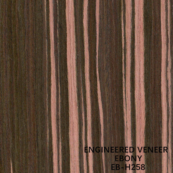 A cor Ebony Wood Veneer Slice Cut projetado H258 de Brown tosou para trás para a pele da porta