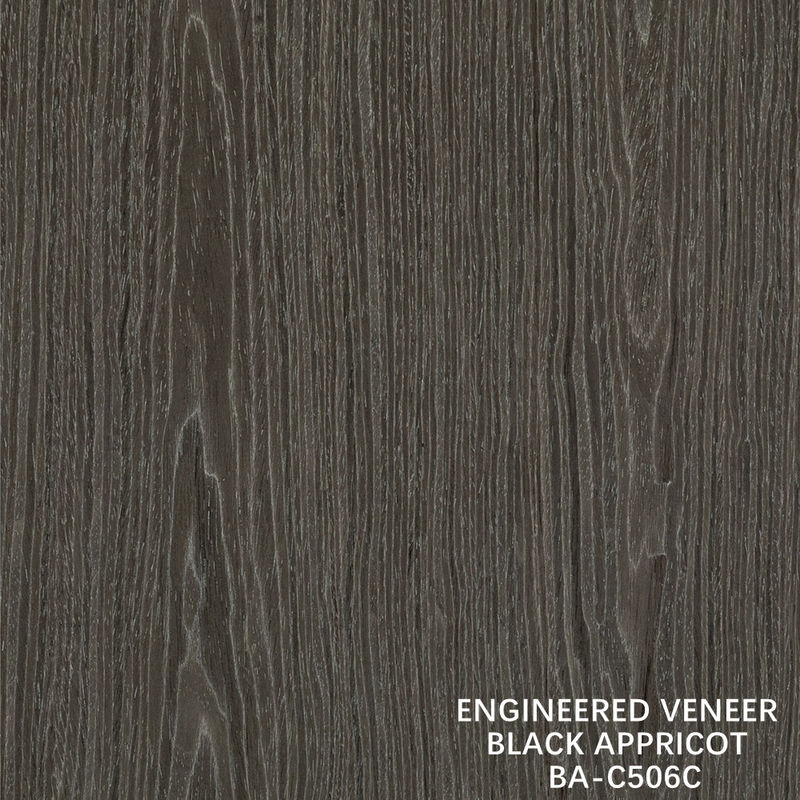 Top A Engenharia de madeira Veneer lavado Negro albaricoque coroa grão cor escura Para decoração de armários de hotel