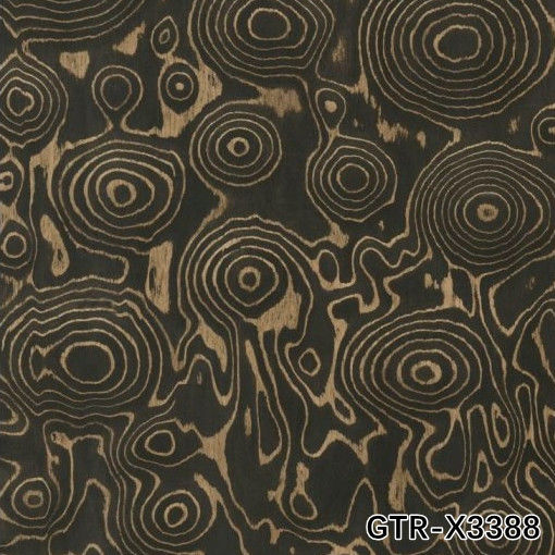 Veneer de madeira artificial de anel de árvore dourada 0,30 mm G.TR-X3388 corte de fatia para o rosto do gabinete