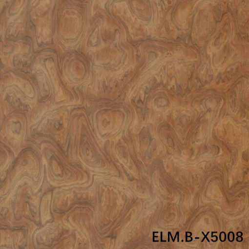 Recon Wood Veneer Of Elm Burl ELM.B-X5008 Ring Grain Brown Color 0.13-0.35mm Espessura Para decoração de hotel