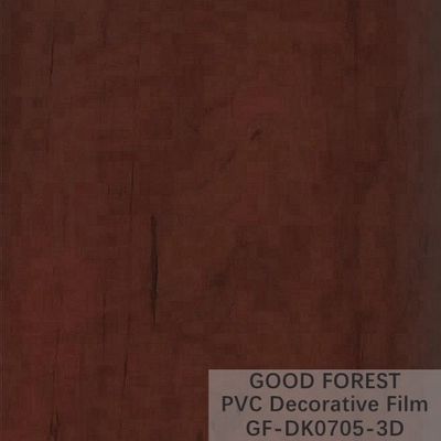 Filme interior do PVC do ODM que empola a cor vermelha da grão de madeira decorativa