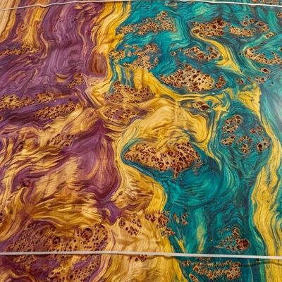 Folheado de Madeira Tingido Naturalmente Ecológico, Folheado de Madeira Decorativo Vibrante Multicolorido, Tamanhos Personalizados para Móveis, Portas e Decoração de Interiores